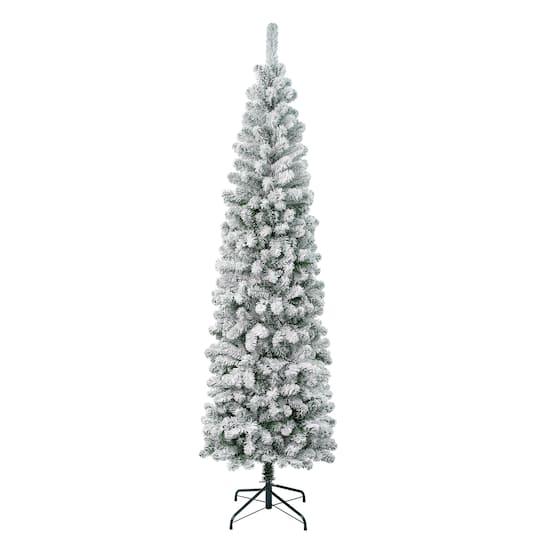 7.5ft. Unlit Acacia Pencil Slim Flocked Artificial Christmas Tree